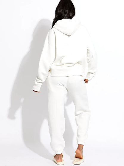 Cream Lovely Club Graphic Hoodie & Jogger Fleece Loungewear Co-ord