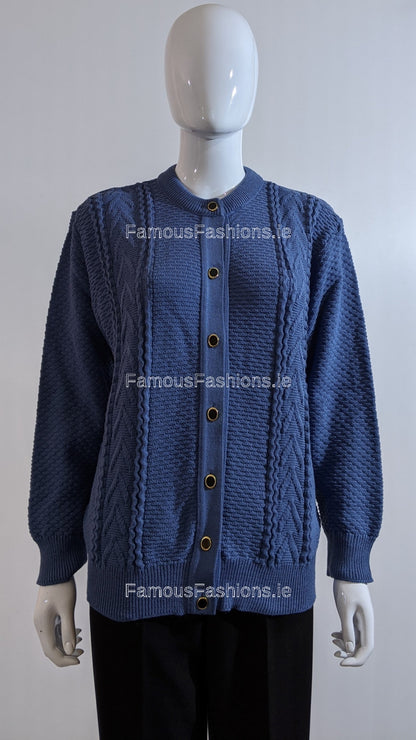 Denim Blue Button Up Design Cardigan