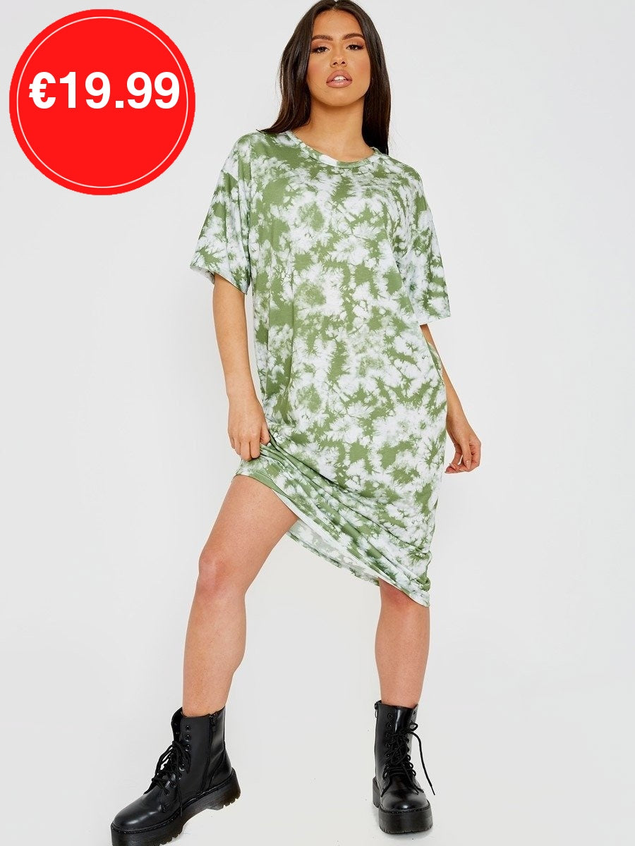 Green Tie-Dye Midi Dress