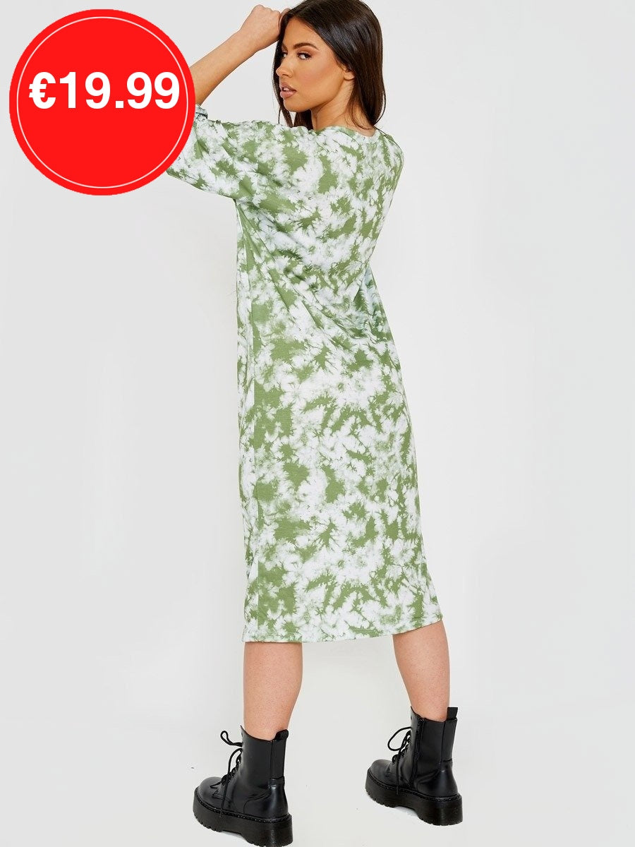 Green Tie-Dye Midi Dress