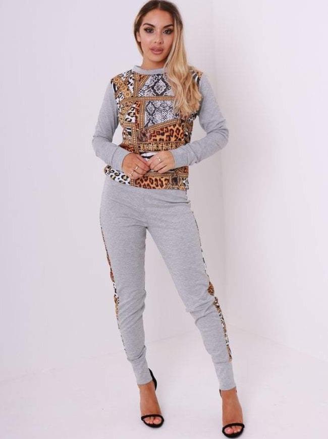 Grey Chain Print Tracksuit