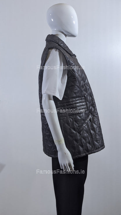 Grey Diamond Quilted Waistcoat with Zipped Pockets