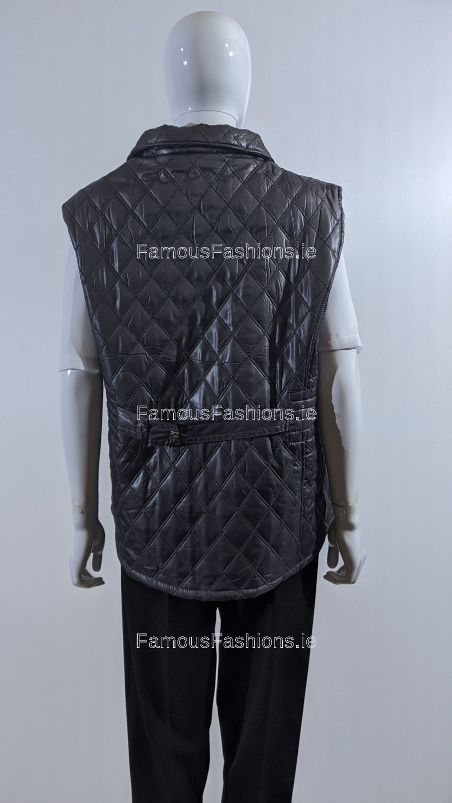 Grey Diamond Quilted Waistcoat with Zipped Pockets