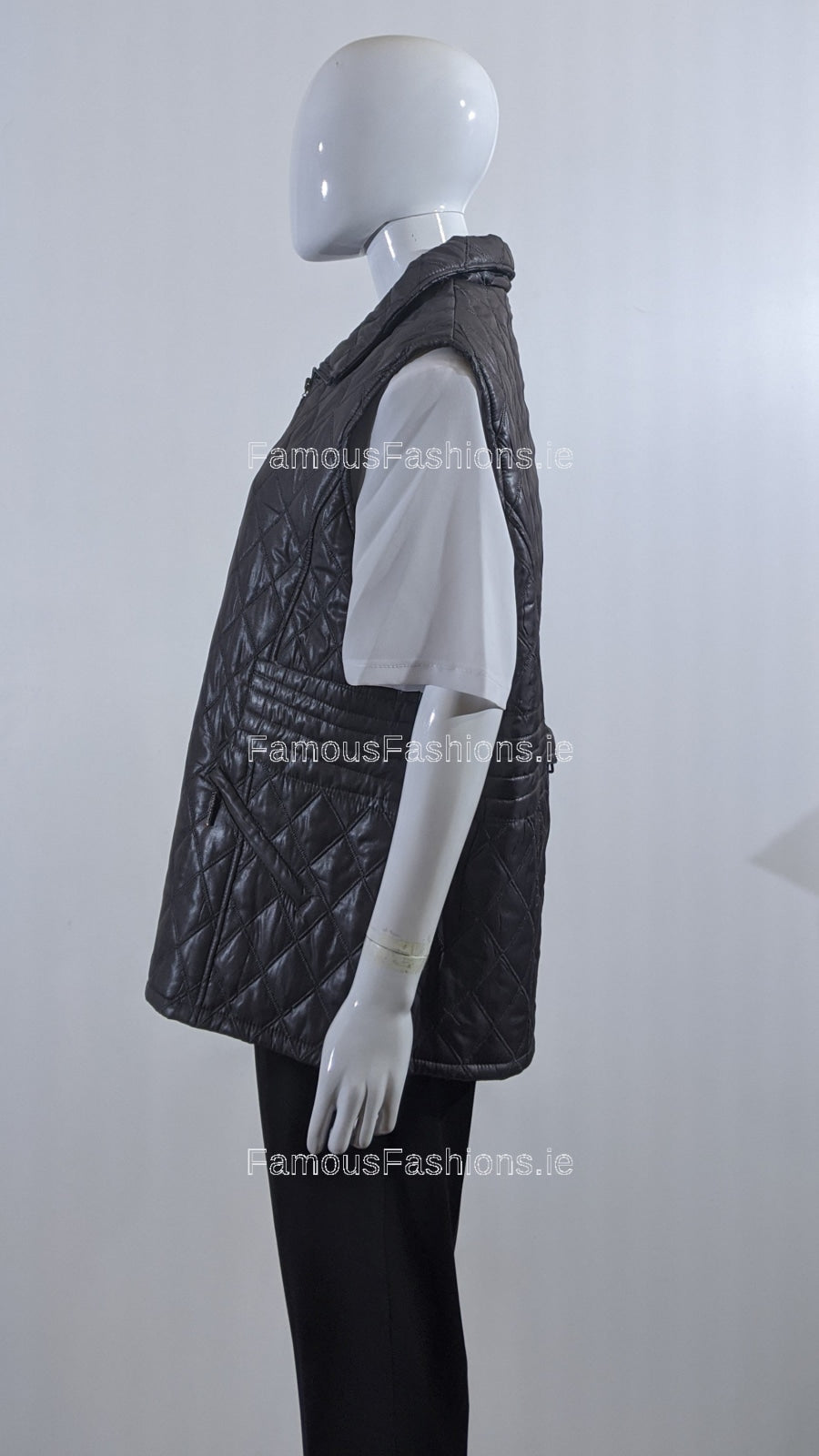 Grey Diamond Quilted Waistcoat with Zipped Pockets