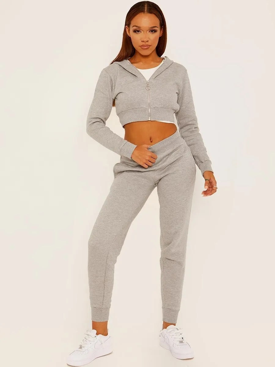 Grey Zip Hoodie Jogger Tracksuit