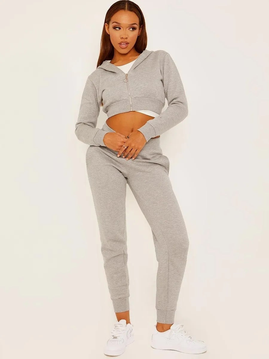 Grey Zip Hoodie Jogger Tracksuit