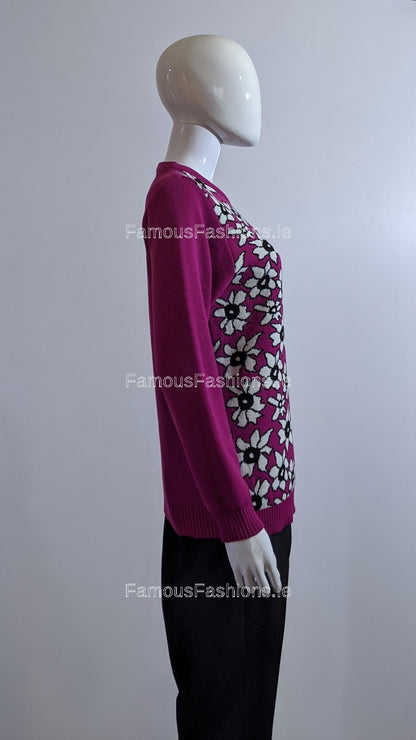 Fuchsia Flower Print Jumper