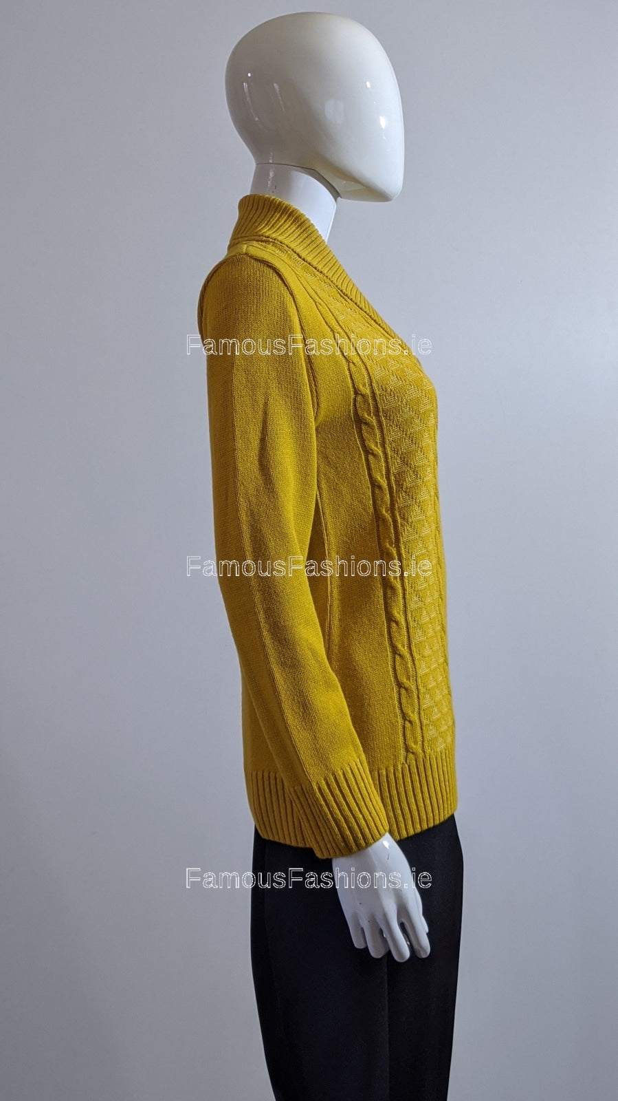 Mustard Four Button Cable Knit Jumper