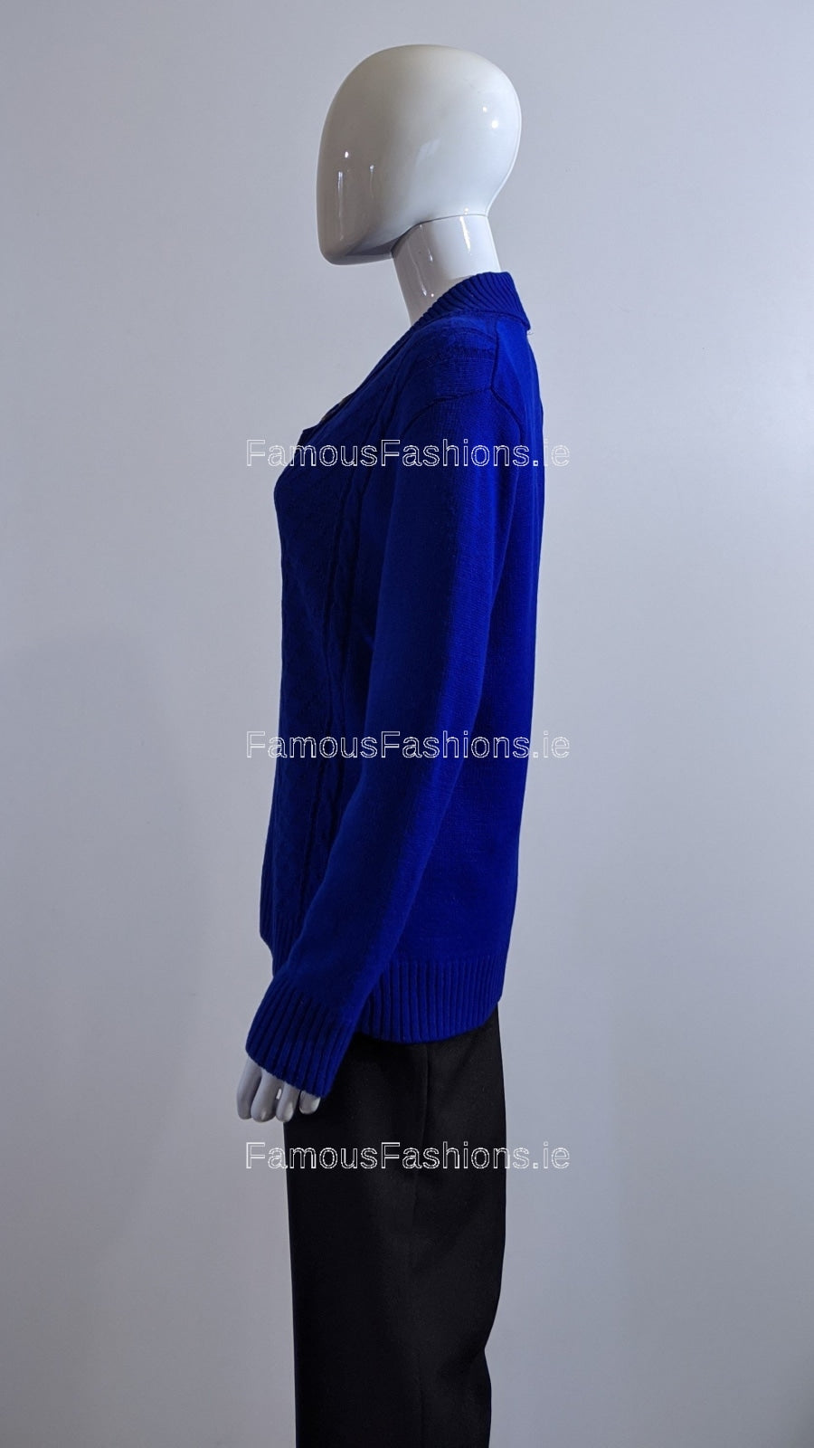 Royal Blue Four Button Cable Knit Jumper