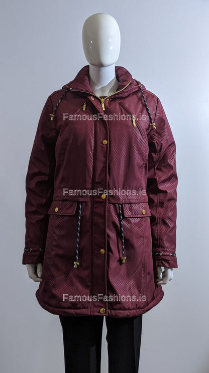 Wine Pattern Hooded Long Coat