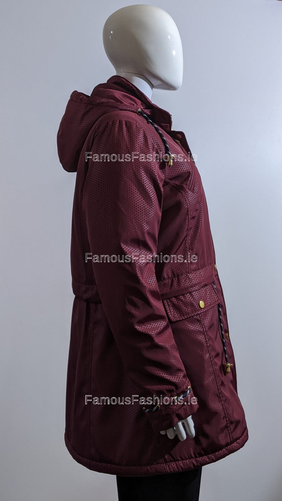 Wine Pattern Hooded Long Coat