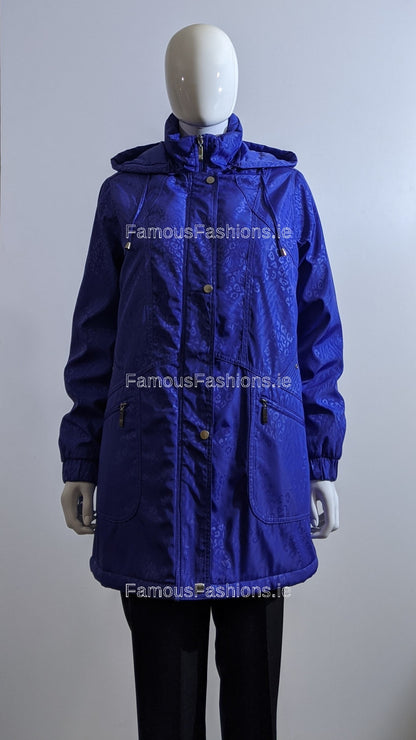 Purple Pattern Hooded Long Coat