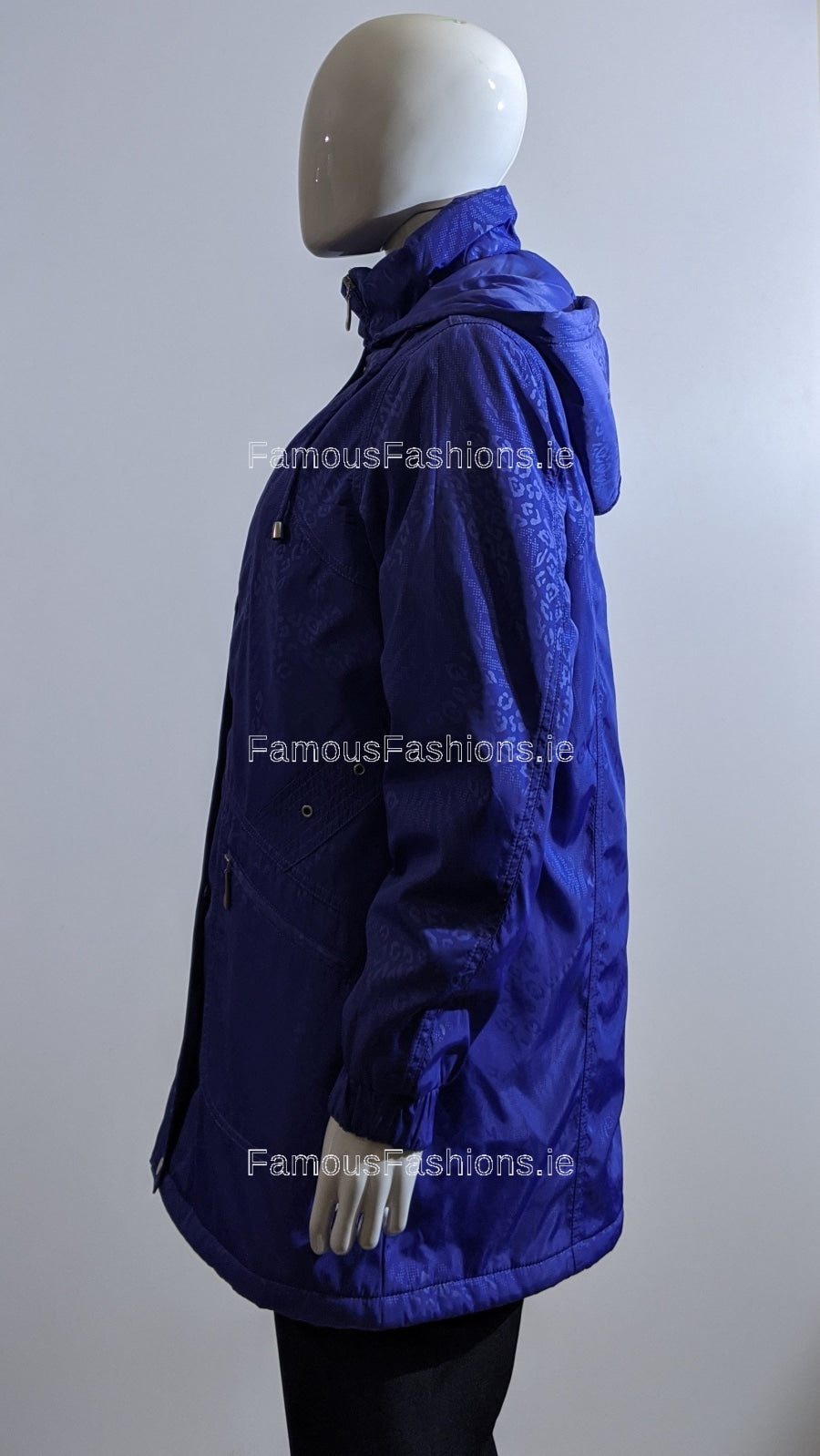 Purple Pattern Hooded Long Coat