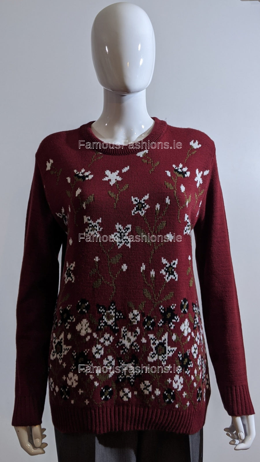 Wine Floral Print Jumper