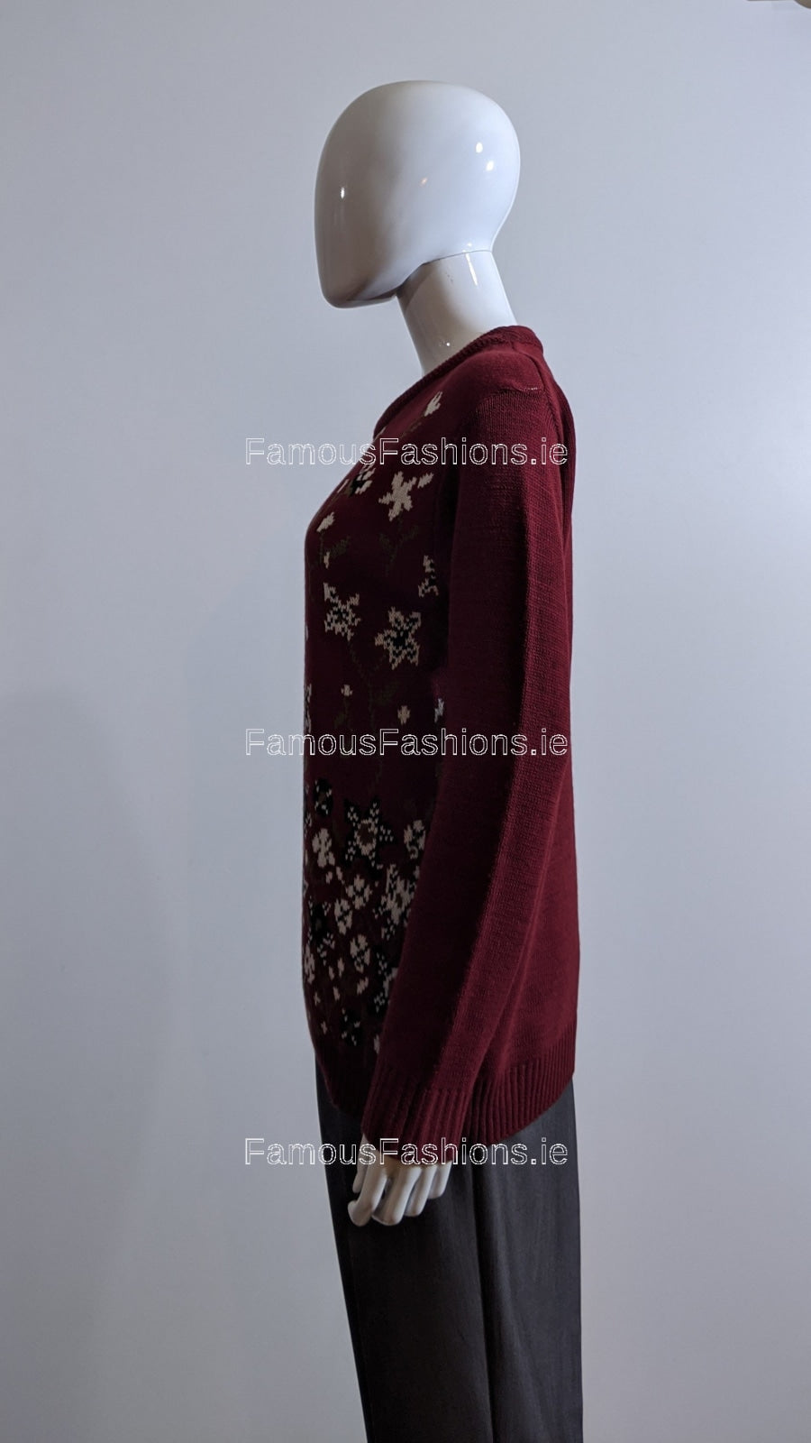 Wine Floral Print Jumper