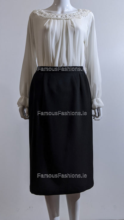 Black Elasticated Straight Skirt