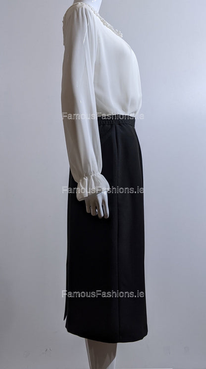 Black Elasticated Straight Skirt