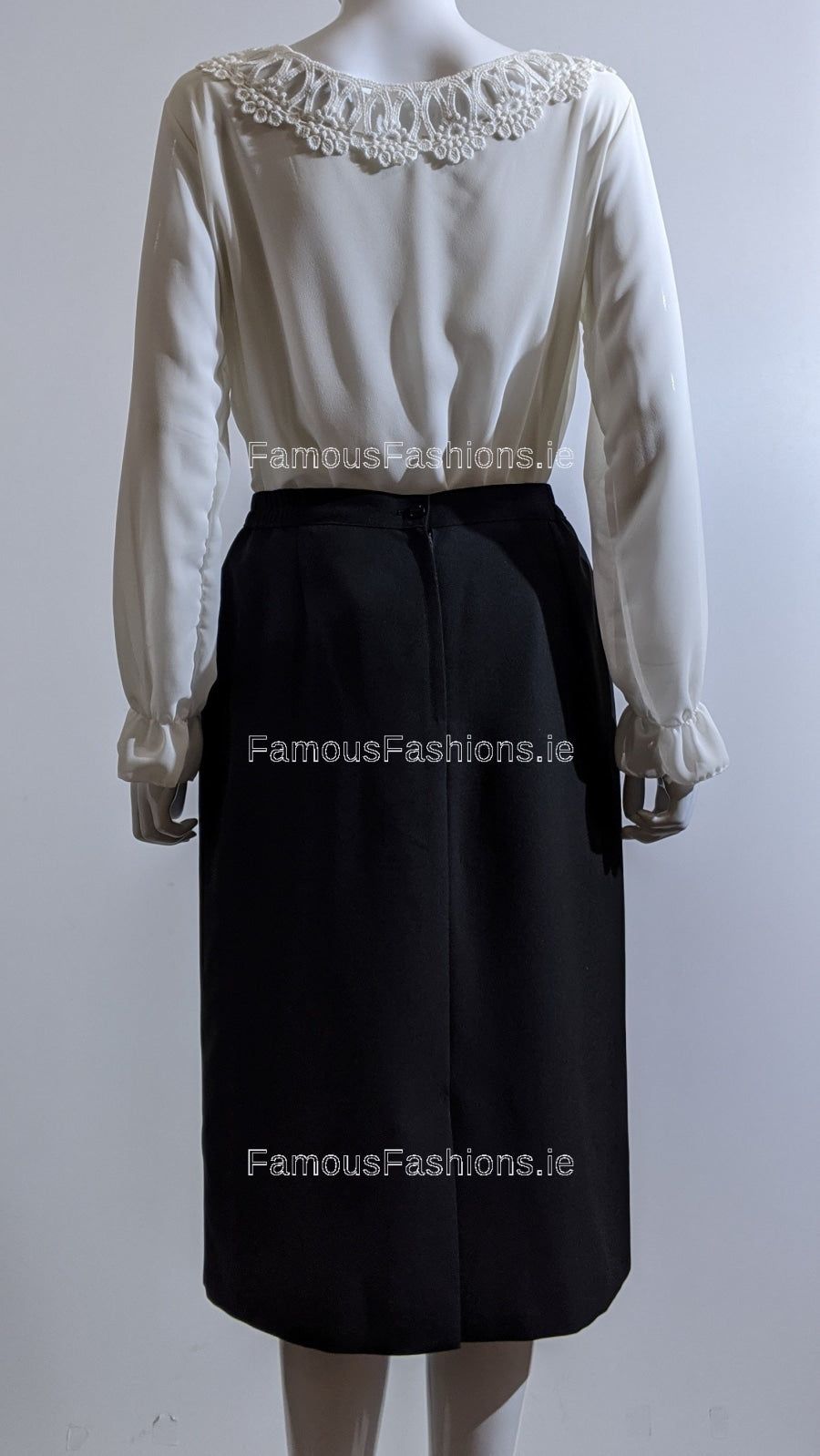 Black Elasticated Straight Skirt