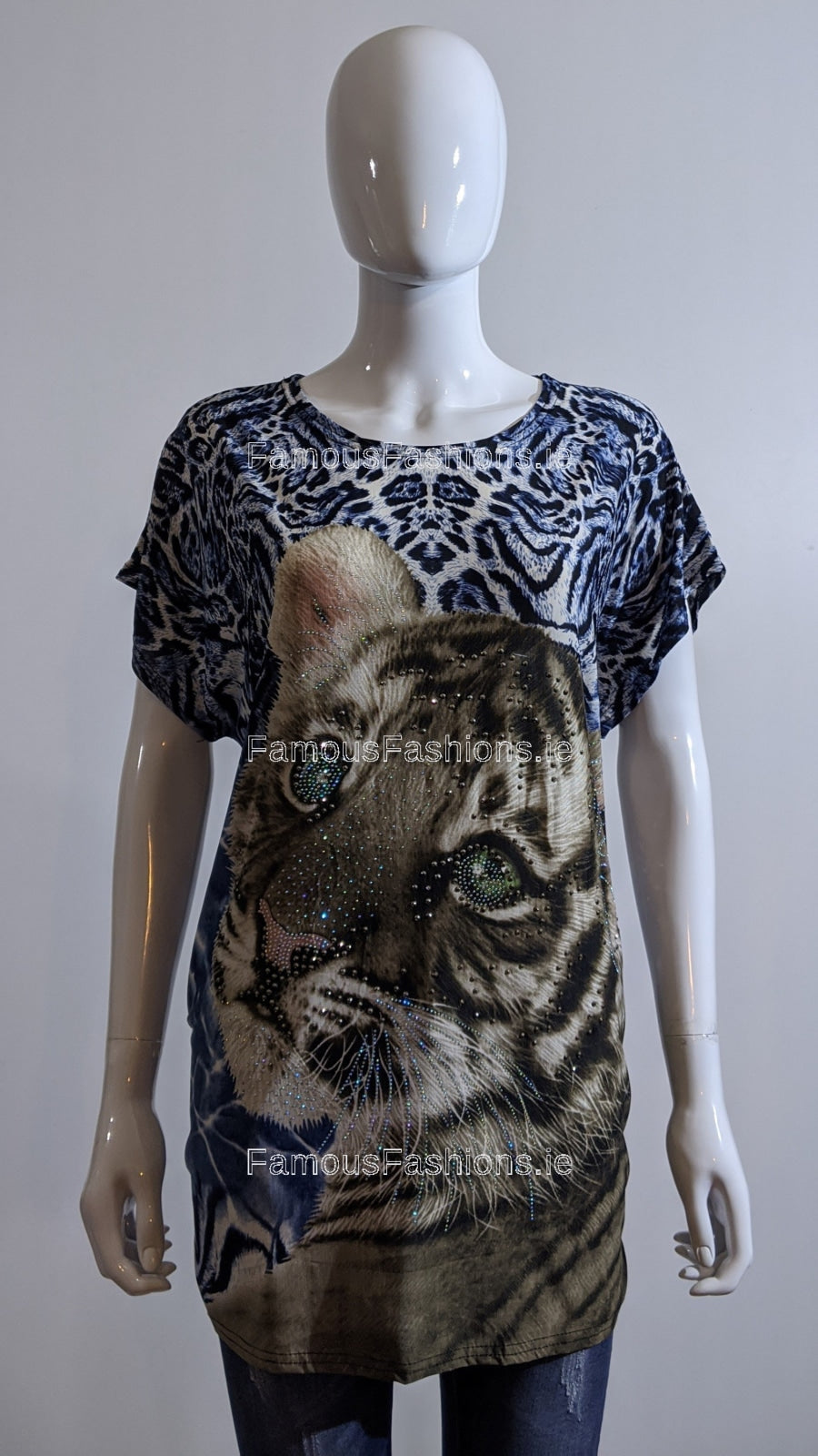 Blue Glitter Tiger Top