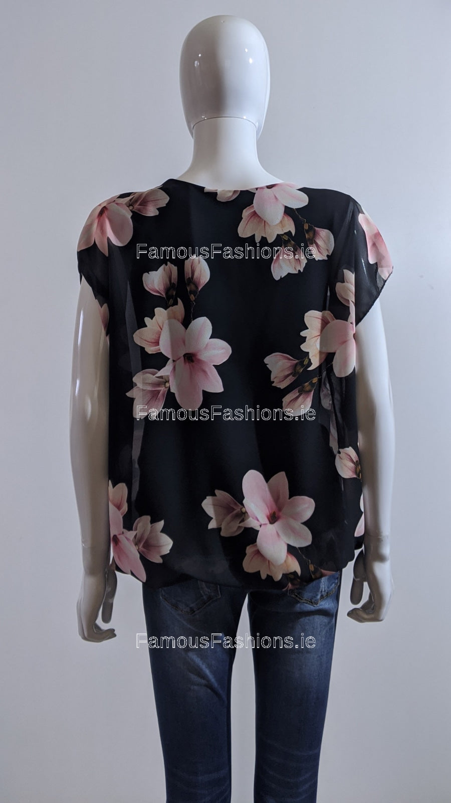 Black Floral Pattern Top