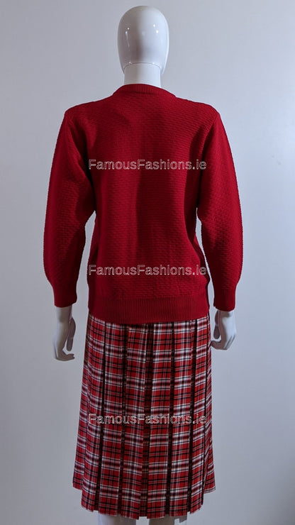 Red Round Neck Cardigan