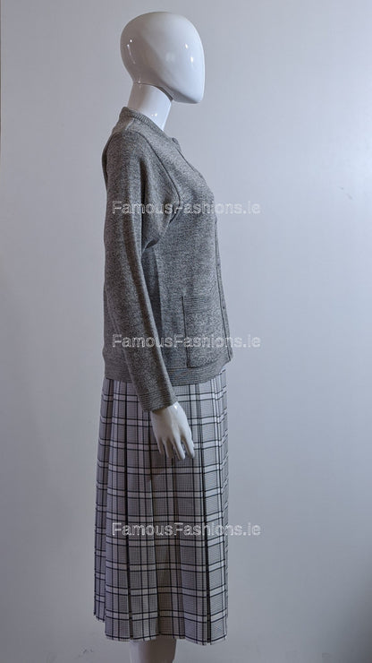 Grey Round Neck Button Cardigan