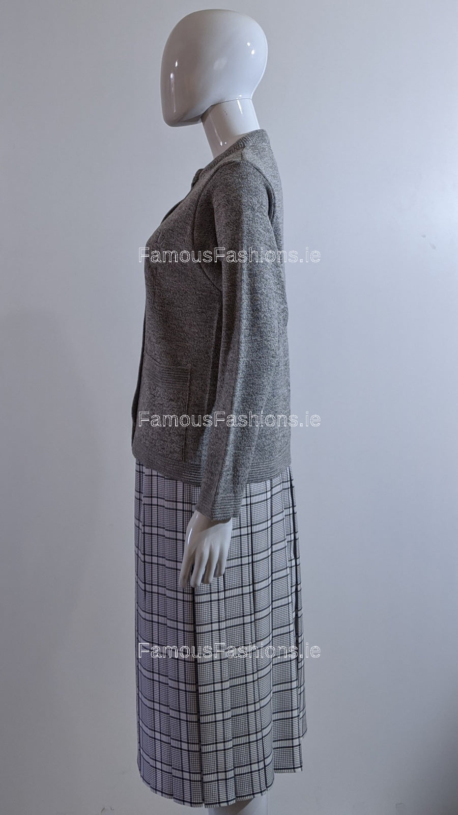 Grey Round Neck Button Cardigan