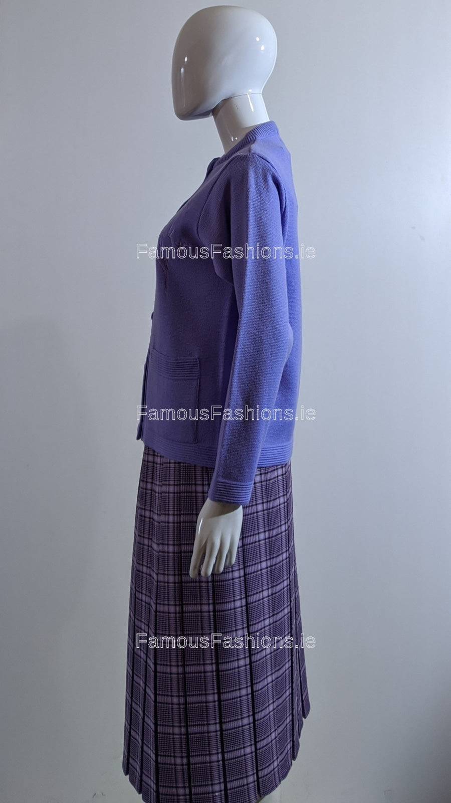 Lilac Round Neck Button Cardigan