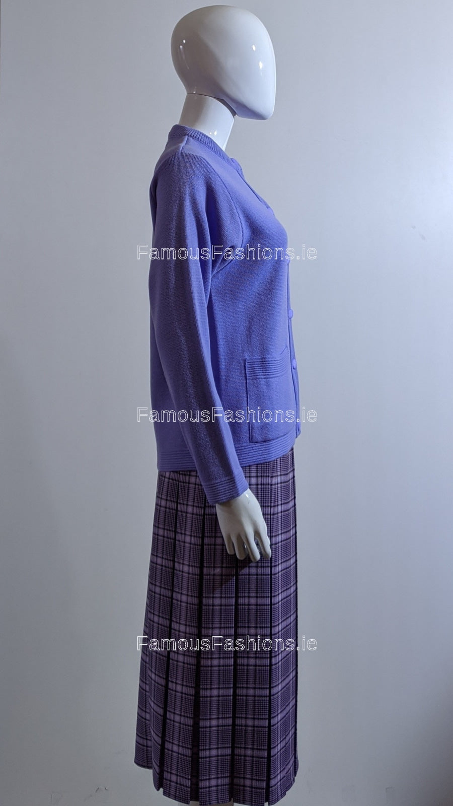 Lilac Round Neck Button Cardigan