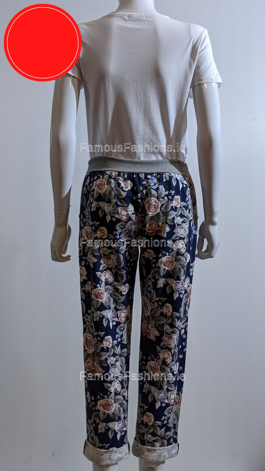 Navy Floral Print Trouser