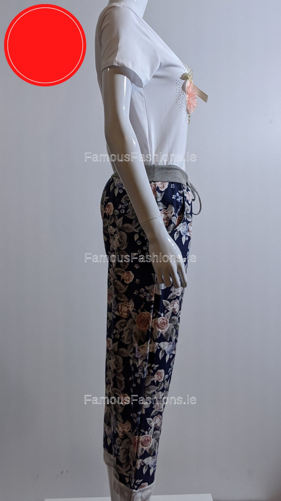 Navy Floral Print Trouser