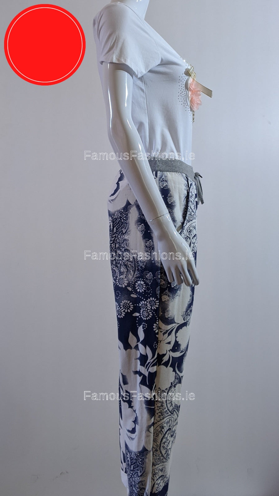 Blue Floral Print Trouser