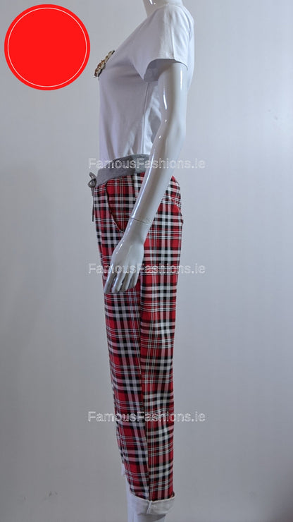 Red Check Print Trouser