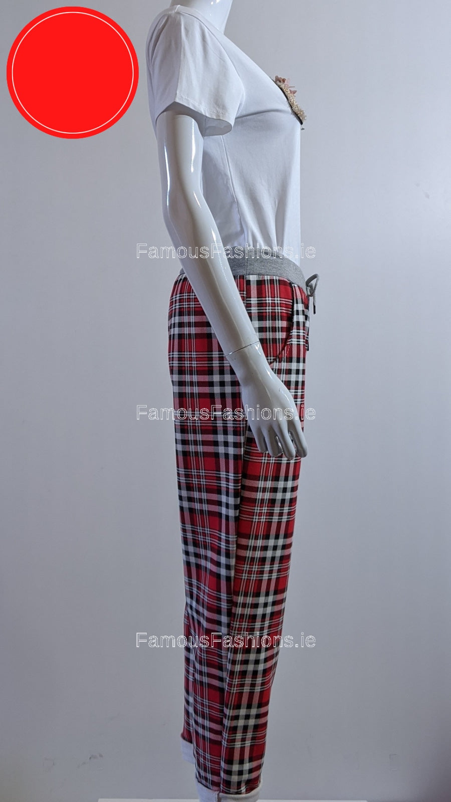 Red Check Print Trouser