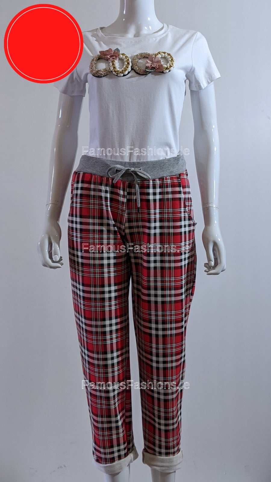 Red Check Print Trouser