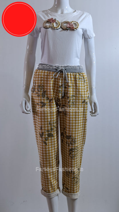 Mustard Printed Trouser