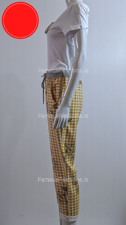 Mustard Printed Trouser