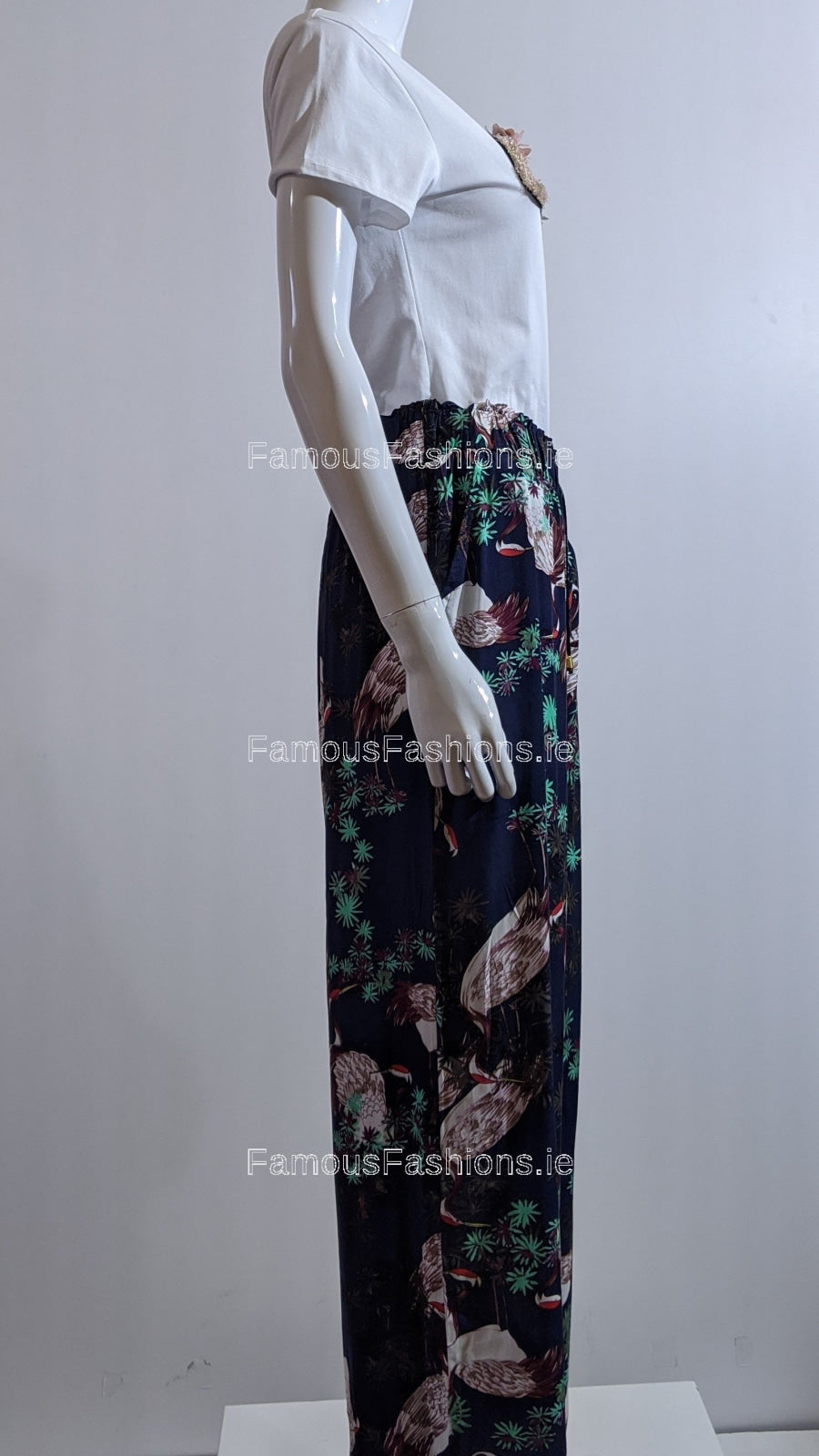 Navy Floral Print Culotte