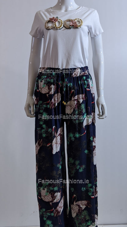 Navy Floral Print Culotte