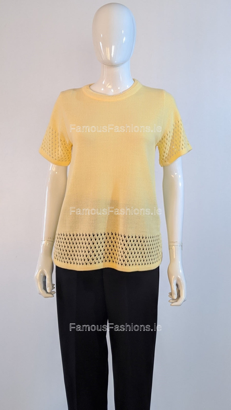 Yellow Round Neck Short Sleeves Jumper