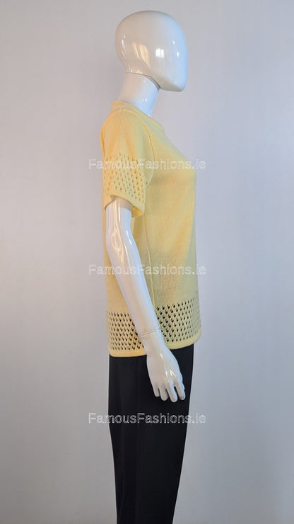 Yellow Round Neck Short Sleeves Jumper