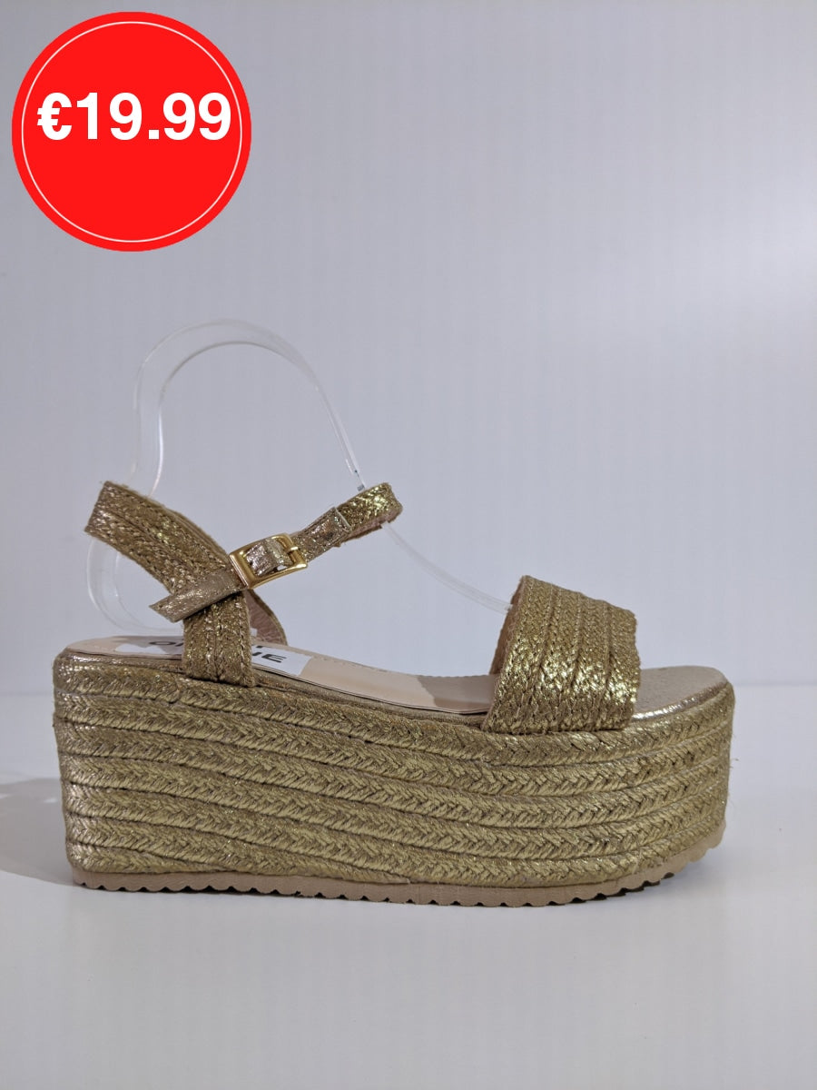 Gold Chunky Platform Espadrille Sandals