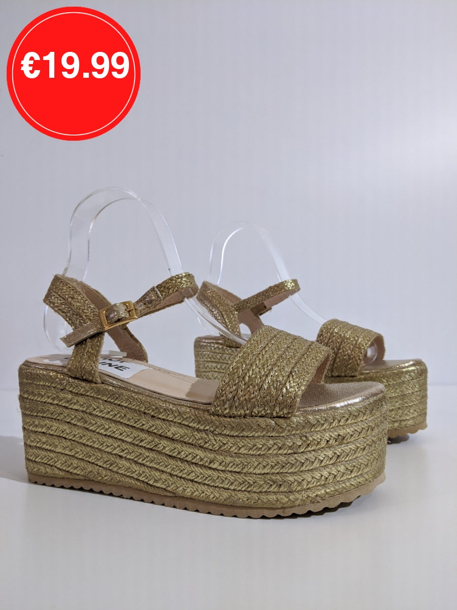 Gold Chunky Platform Espadrille Sandals