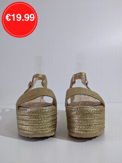 Gold Chunky Platform Espadrille Sandals