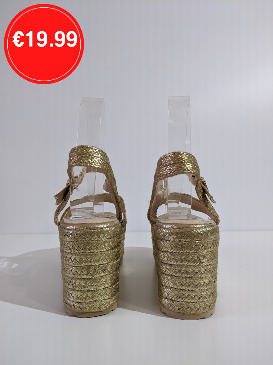 Gold Chunky Platform Espadrille Sandals