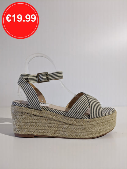 Navy Striped Design Espadrille Sandals