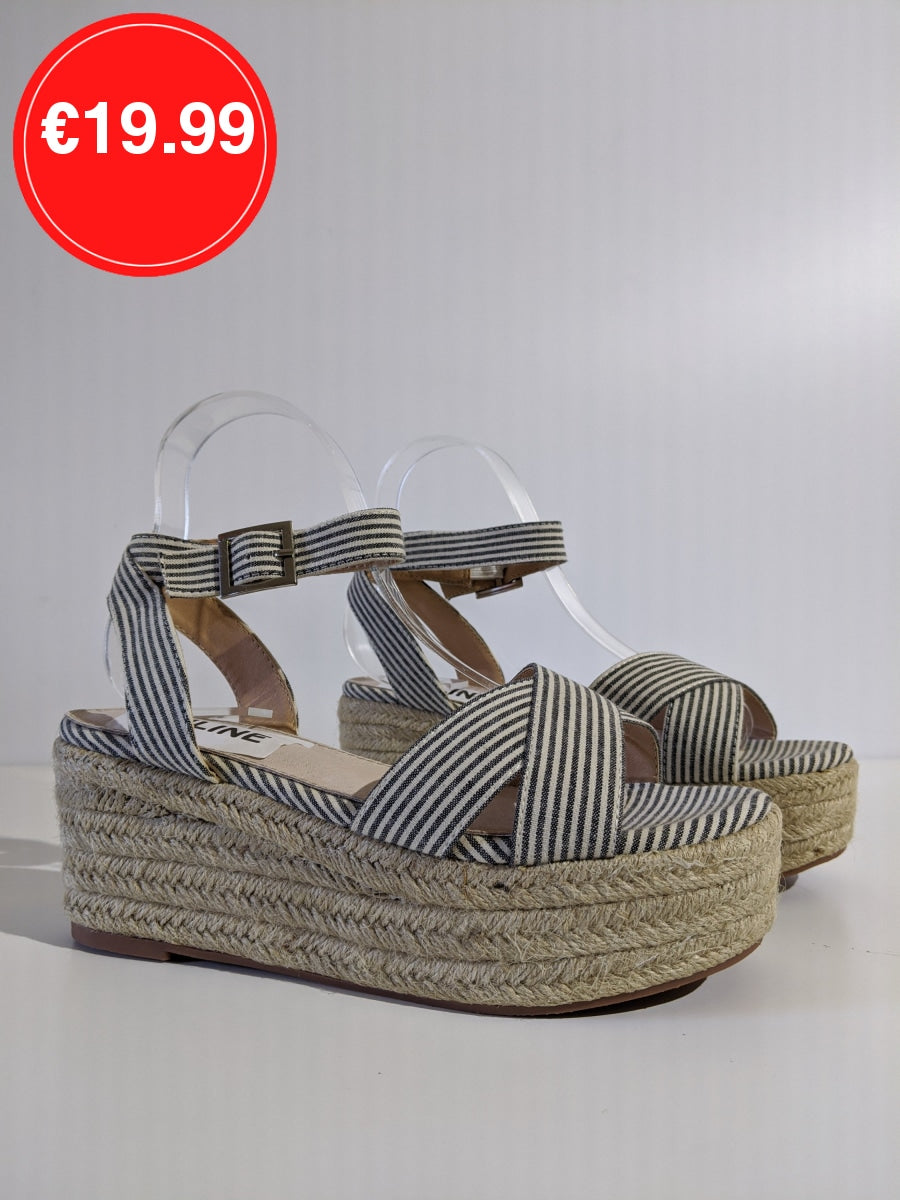 Navy Striped Design Espadrille Sandals