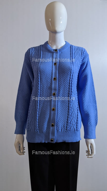 Blue Button Up Design Cardigan