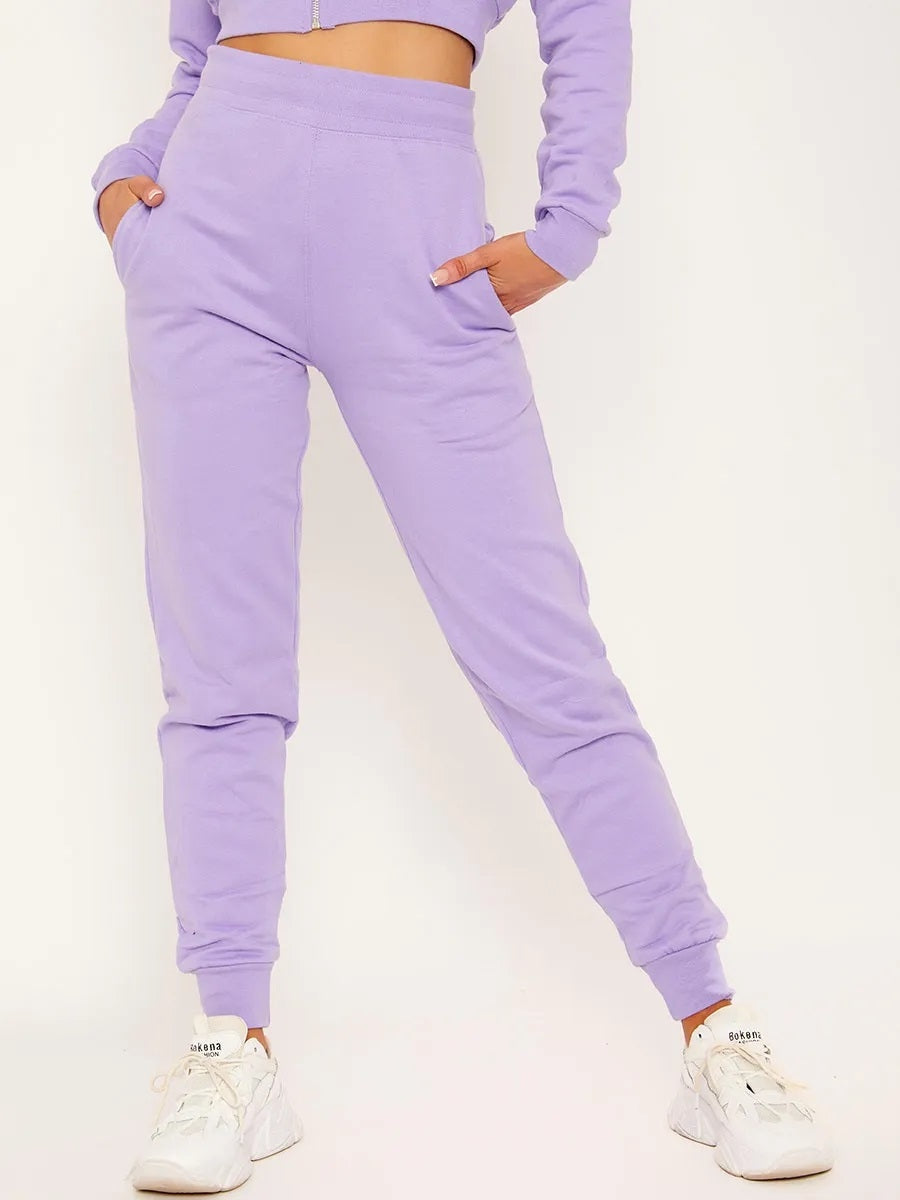 Lilac Purple Zip Hoodie Jogger Tracksuit