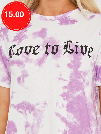 'Love To Live' Tie Dye T-Shirt Dress